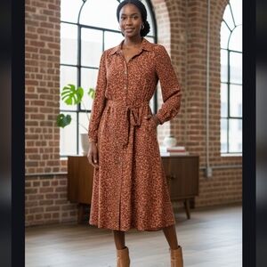 NINE WEST Leopard Print Button-Down Dress XL